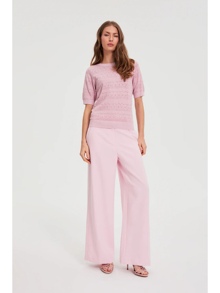 Moodo Azurblauer Pullover mit Kurzarm rosa Moodo