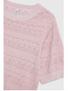 Moodo Azurblauer Pullover mit Kurzarm rosa Moodo