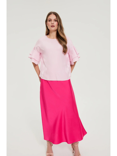 Moodo Rosa Bluse mit Volants an den Ärmeln Moodo