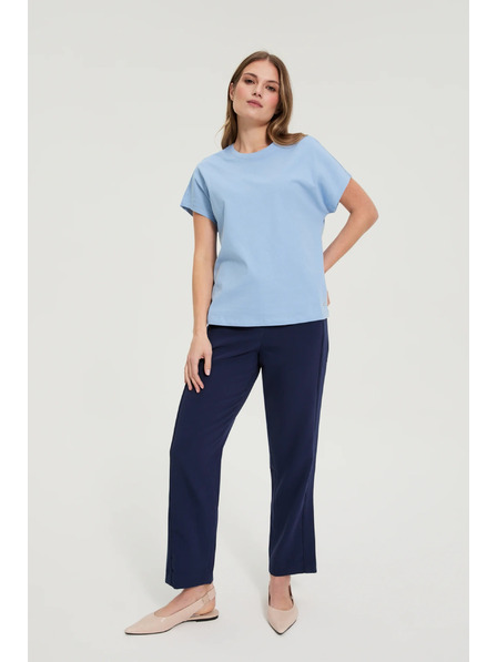 Moodo Baumwoll-blaue Bluse mit Kurzarm Moodo