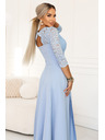 numoco AMBER Elegantes langes Spitzenkleid mit Ausschnitt - hellblau