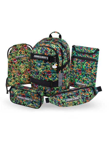 BAAGL  BAAGL SET 5 Skate Minecraft Chaos: Rucksack, Federmäppchen, Beutel, Hüfttasche, Notebooktasche