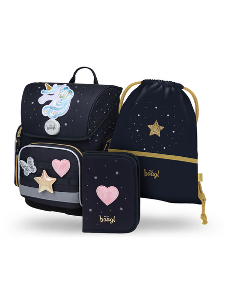 BAAGL  BAAGL SET 3 Ergo Unicorn Gold: Schulaktentasche, Etui, Turnbeutel