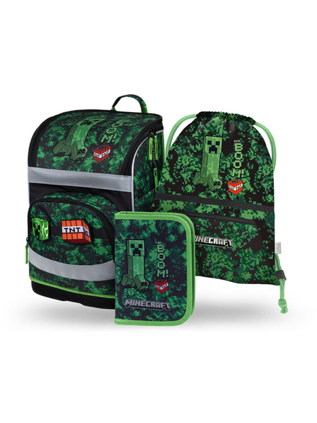 BAAGL  BAAGL SET 3 Zippy Plus Minecraft Boom: Schulaktentasche, Etui, Turnbeutel