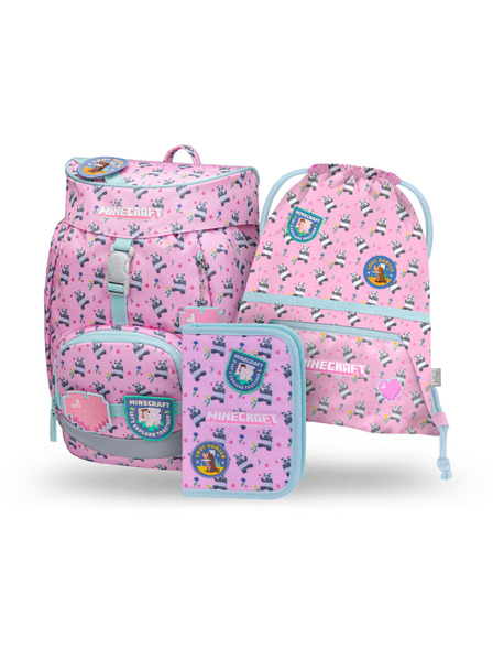 BAAGL  BAAGL SET 3 Airy Minecraft Panda: Rucksack, Federmäppchen, Beutel