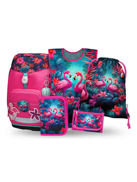 BAAGL  BAAGL SET 5 Airy Plus Flamingos: Rucksack, Etui, Beutel, Schürze, Geldbörse