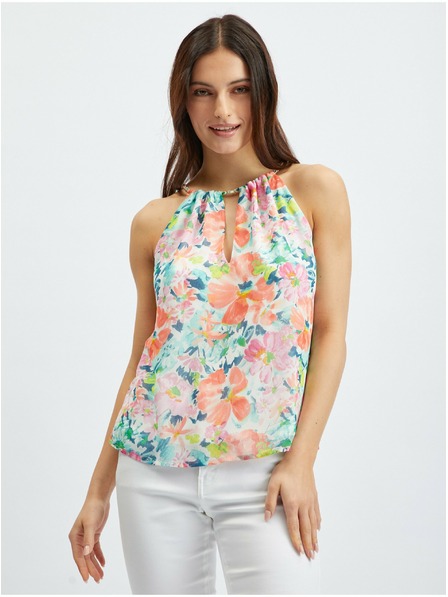 Orsay Rote und cremefarbene Damenbluse mit Blumenmuster ORSAY