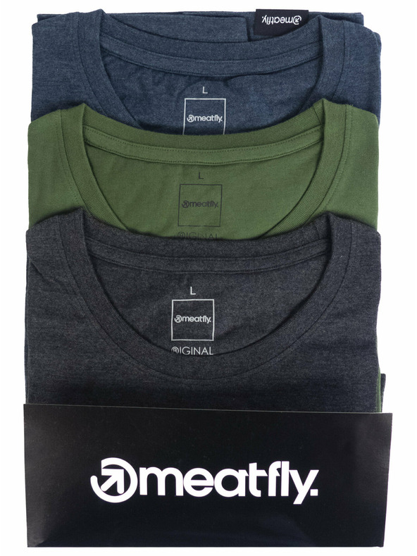 Meatfly Meatfly Herren T-Shirt Set Basic Multipack Charcoal Meliert/Olive/Navy Meliert | Grau | Größe