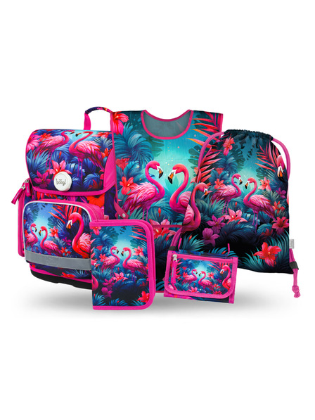 BAAGL  BAAGL SET 5 Ergo Flamingos: Aktentasche, Etui, Beutel, Schürze, Geldbörse