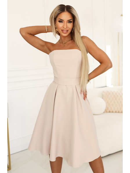 numoco VIVIENNE Korsett-Midi-Kleid mit Gürtel - hellbeige