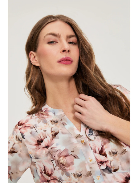 Moodo Viskosehemd mit Blumen Rosa Moodo