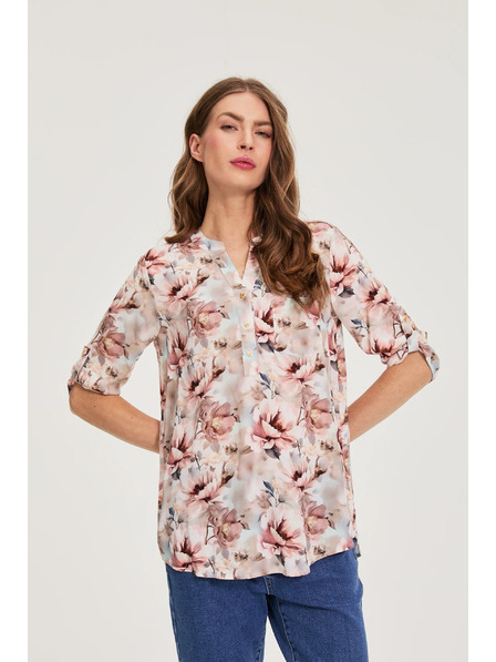 Moodo Viskosehemd mit Blumen Rosa Moodo