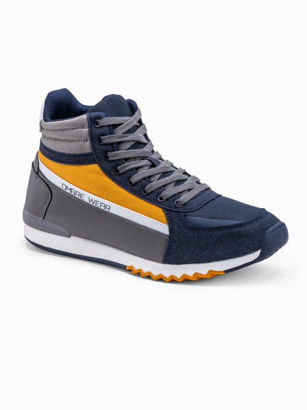 Ombre Clothing Herren Sneaker Schuhe - Marineblau/Gelb T358 Ombre Clothing