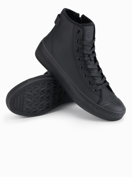 Ombre Clothing Herren-High-Top-Sneaker mit Reißverschluss zum einfachen Anziehen - schwarz V1 OM-FOTH-0184 Ombre Clothing