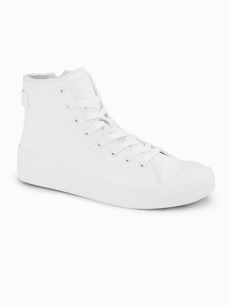 Ombre Clothing Herren-High-Top-Sneaker mit Reißverschluss zum einfachen Anziehen - weiß V2 OM-FOTH-0184 Ombre Clothing