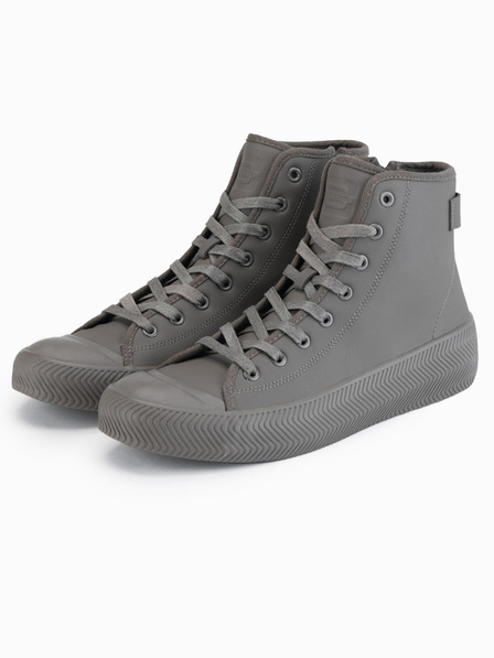 Ombre Clothing Herren-High-Top-Sneaker mit Reißverschluss zum einfachen Anziehen - dunkelbeige V3 OM-FOTH-0184 Ombre Clothing