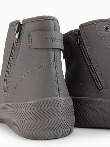 Ombre Clothing Herren-High-Top-Sneaker mit Reißverschluss zum einfachen Anziehen - dunkelbeige V3 OM-FOTH-0184 Ombre Clothing