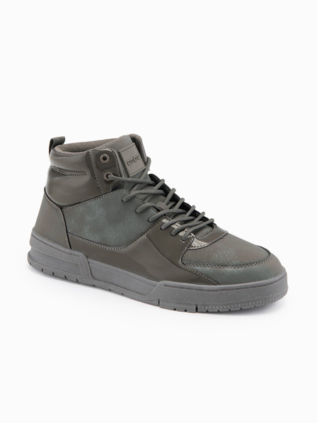 Ombre Clothing Herren High-Top Sneaker mit glänzenden Elementen - Braun V4 OM-FOSH-0178 Ombre Clothing