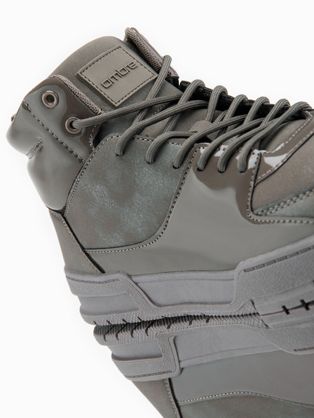 Ombre Clothing Herren High-Top Sneaker mit glänzenden Elementen - Braun V4 OM-FOSH-0178 Ombre Clothing