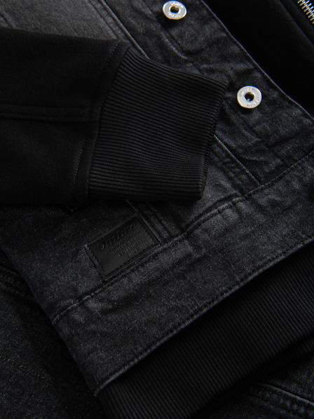 Ombre Clothing Herren-Jeansjacke mit Strickärmeln und Kapuze - schwarz V3 OM-JADJ-0220 Ombre Clothing