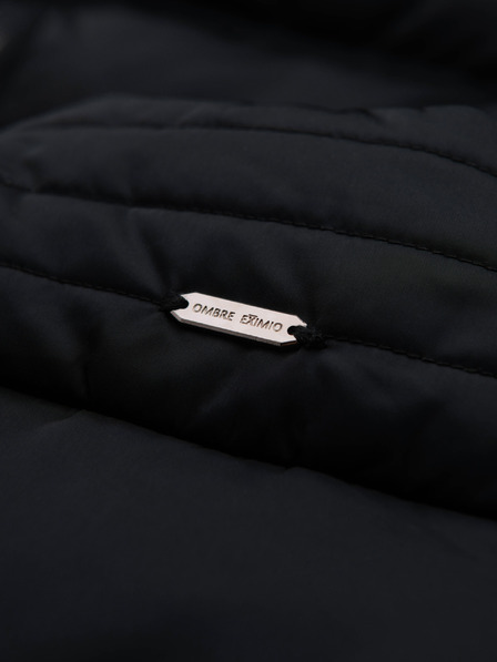 Ombre Clothing Herren-Steppjacke mit Glanz und Stehkragen - schwarz V1 OM-JALP-0218 Ombre Clothing