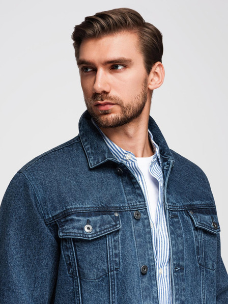 Ombre Clothing Herren-Jeansjacke Katana mit Waschung - blau V4 OM-JADJ-0219 Ombre Clothing