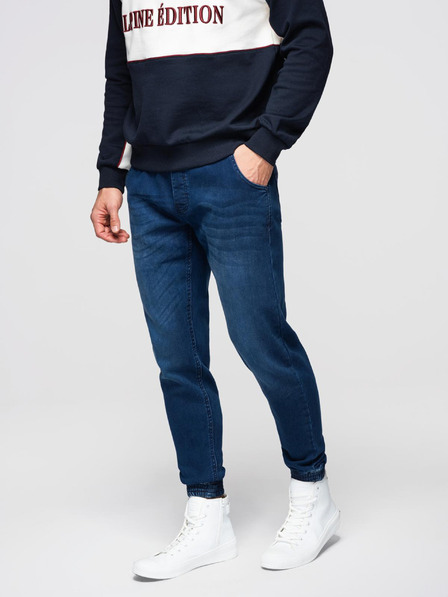 Ombre Clothing Herren-Jeans mit Rippenbund - dunkelblau V3 OM-PADJ-0242 Ombre Clothing