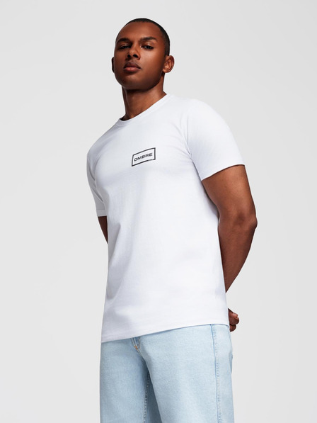 Ombre Clothing Herren-Strick-T-Shirt REGULAR Schnitt mit Druck - weiß V1 OM-TSPT-0231 Ombre Clothing