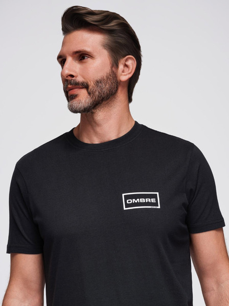 Ombre Clothing Herren-Strick-T-Shirt mit Druck und REGULAR Schnitt - schwarz V2 OM-TSPT-0231 Ombre Clothing