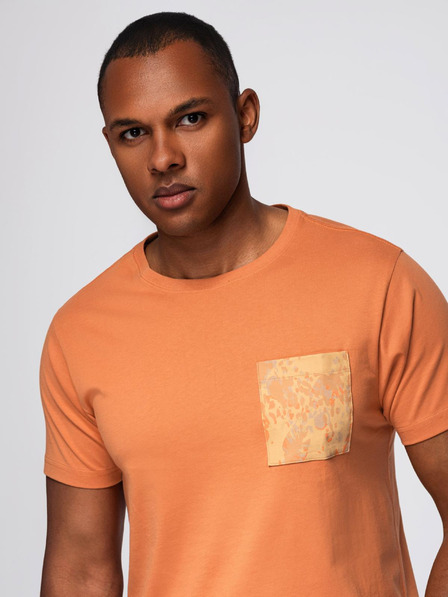 Ombre Clothing Herren-Baumwoll-T-Shirt mit Tasche und Druck - orange V3 OM-TSPT-0227 Ombre Clothing