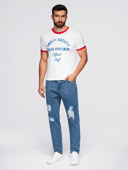 Ombre Clothing Herren-Jeans CARROT FIT mit ausgefransten Kanten - Blau V2 OM-PADP-0250 Ombre Clothing