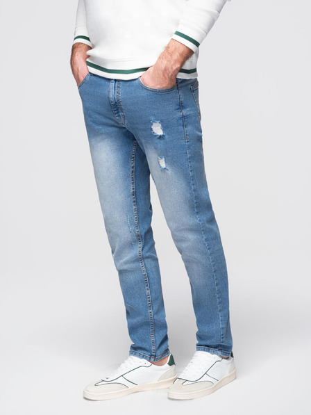 Ombre Clothing Herren-Jeans REGULAR FIT mit Verschleiß - Hellblau V1 OM-PADP-0254 Ombre Clothing