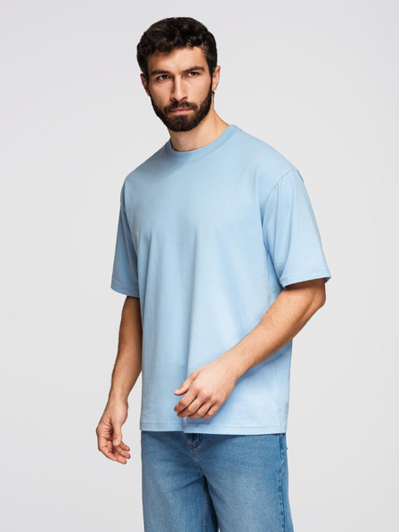 Ombre Clothing Herren-Baumwoll-T-Shirt LOOSE FIT mit Rundhalsausschnitt - blau V7 OM-TSBC-0267 Ombre Clothing