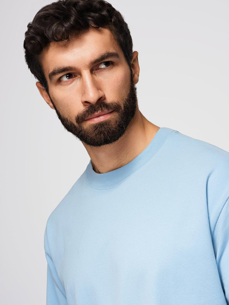 Ombre Clothing Herren-Baumwoll-T-Shirt LOOSE FIT mit Rundhalsausschnitt - blau V7 OM-TSBC-0267 Ombre Clothing