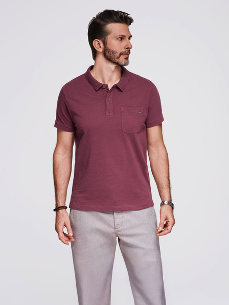 Ombre Clothing Herren-Polo-T-Shirt mit dekorativen Knöpfen - bordeaux V6 S1744 Ombre Clothing