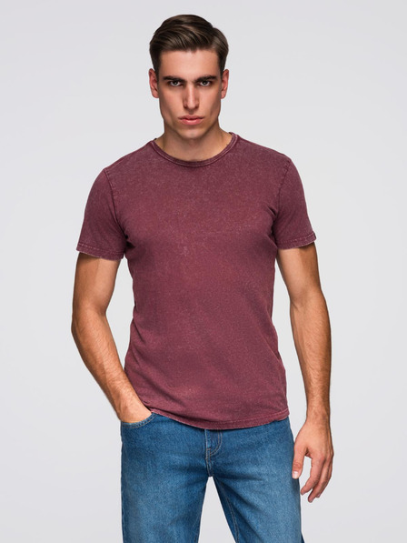 Ombre Clothing Herren-T-Shirt mit Wascheffekt - Bordeaux V3 OM-TSWT-0116 Ombre Clothing