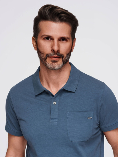 Ombre Clothing Herren-Polo-T-Shirt mit dekorativen Knöpfen - dunkelblau V8 S1744 Ombre Clothing