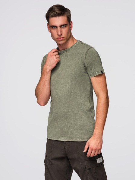 Ombre Clothing Herren-T-Shirt mit Wascheffekt - olivgrün V4 OM-TSWT-0116 Ombre Clothing