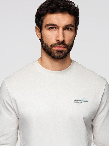 Ombre Clothing Herren-Baumwoll-T-Shirt mit langen Ärmeln und Rundhalsausschnitt - weiß V3 OM-LSPT-0136 Ombre Clothing