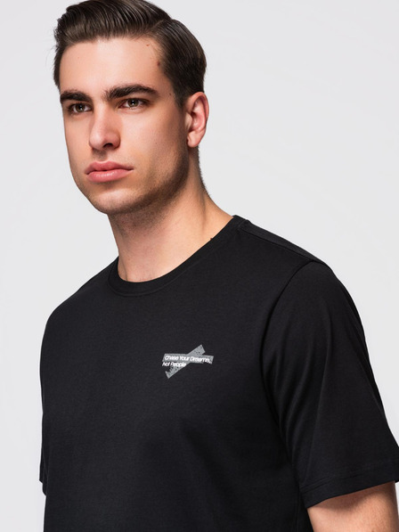 Ombre Clothing Herren T-Shirt mit kleinem Druck auf der Brust - schwarz V2 OM-TSPT-0258 Ombre Clothing