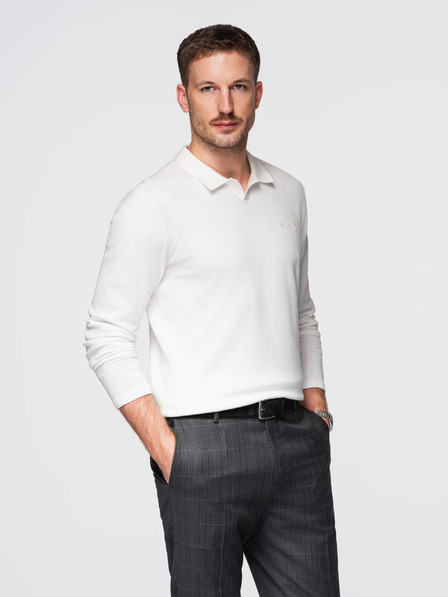 Ombre Clothing Herren-Poloshirt mit Stickerei auf der Brust - weiß V2 OM-POLS-0140 Ombre Clothing