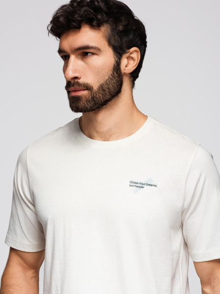 Ombre Clothing Herren-T-Shirt mit kleinem Druck auf der Brust - weiß V3 OM-TSPT-0258 Ombre Clothing