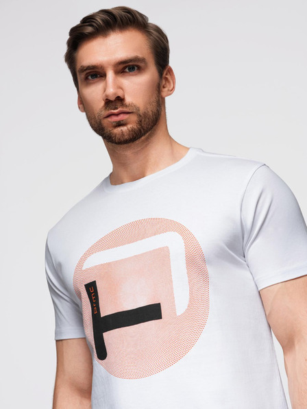 Ombre Clothing Herren-T-Shirt mit großem Druck - weiß V1 OM-TSPT-0245 Ombre Clothing