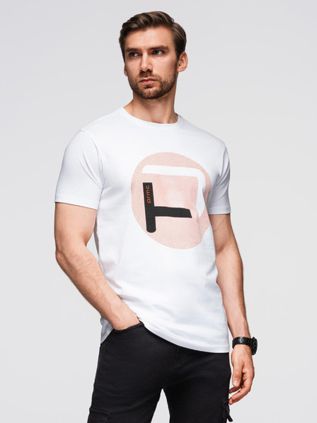 Ombre Clothing Herren-T-Shirt mit großem Druck - weiß V1 OM-TSPT-0245 Ombre Clothing
