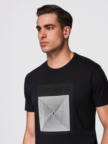 Ombre Clothing Herren-Baumwoll-T-Shirt mit geometrischem Druck - schwarz V1 OM-TSPT-0260 Ombre Clothing