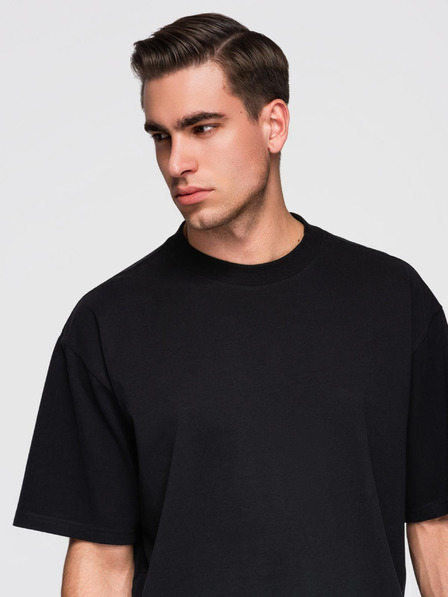 Ombre Clothing Herren-Baumwoll-T-Shirt LOOSE FIT mit Rundhalsausschnitt - schwarz V1 OM-TSBC-0267 Ombre Clothing