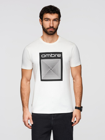 Ombre Clothing Herren-Baumwoll-T-Shirt mit geometrischem Druck - weiß V2 OM-TSPT-0260 Ombre Clothing