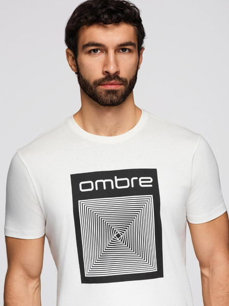 Ombre Clothing Herren-Baumwoll-T-Shirt mit geometrischem Druck - weiß V2 OM-TSPT-0260 Ombre Clothing