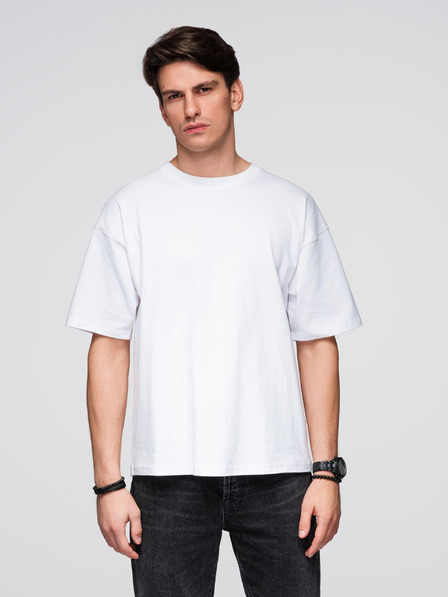 Ombre Clothing Herren-Baumwoll-T-Shirt mit Pailletten-Flügelmotiv auf dem Rücken - weiß V2 OM-TSCT-0289 Ombre Clothing
