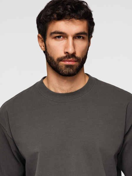 Ombre Clothing Herren-Baumwoll-T-Shirt LOOSE FIT mit Rundhalsausschnitt - graugrün V3 OM-TSBC-0267 Ombre Clothing